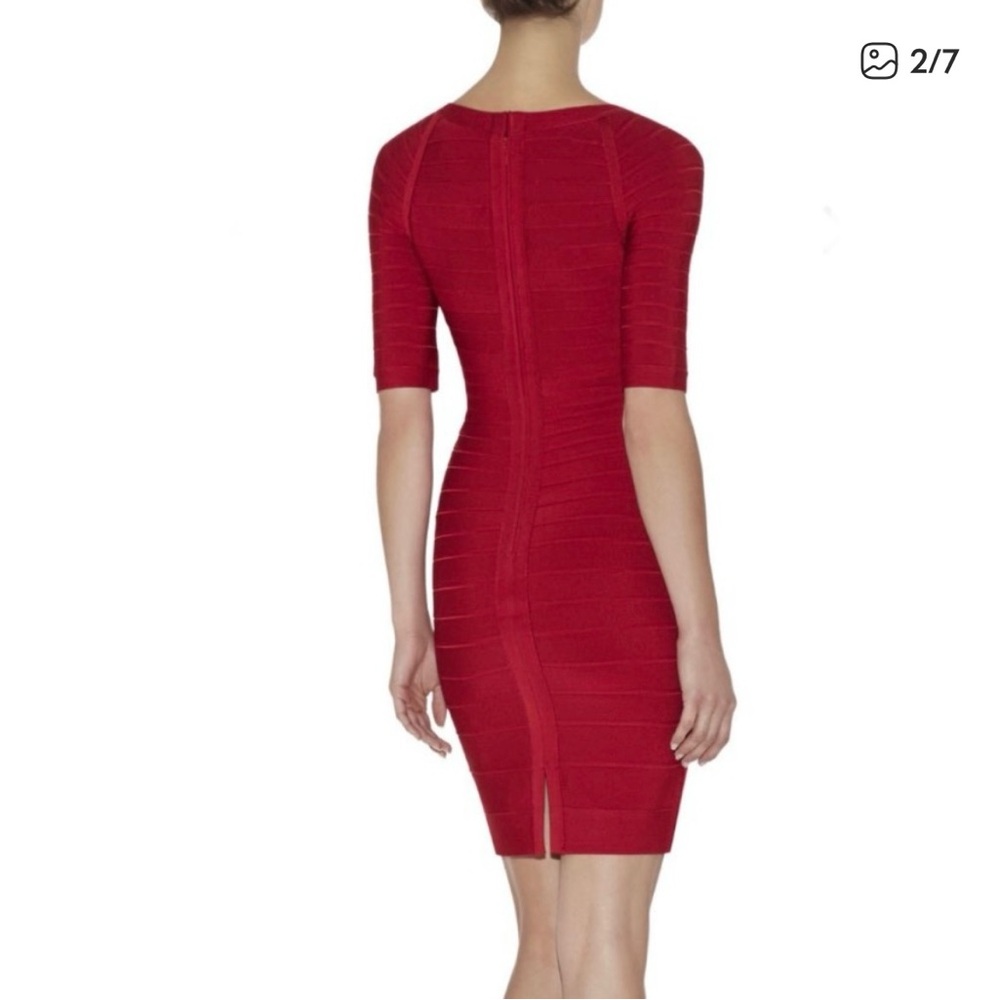 Herve Leger “Lexi” Red 3/4 Sleeve Bandage Dress (Size XS; Brand New) - Picture 12 of 15